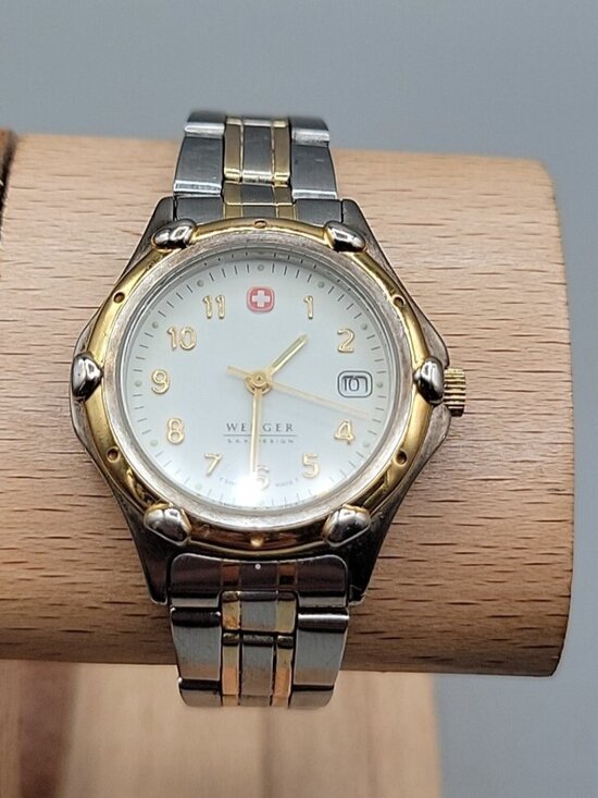 Wenger Accessories - Vtg Wenger SAK Design Ladies Watch Two Tone Date White Dial 100M Water Res 29mm
